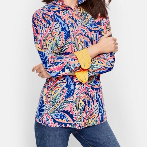 Talbots Tops - TALBOTS COTTON BUTTON FRONT SHIRT - BOTANICAL PAISLEY